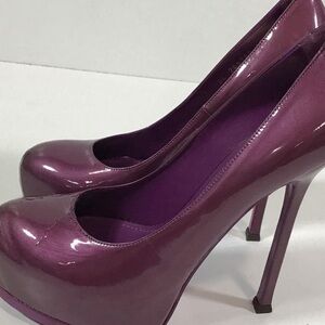 NEW!! Women’s Yves Saint Laurent Tribtoo Purple Patent Leather Platform Heels 40